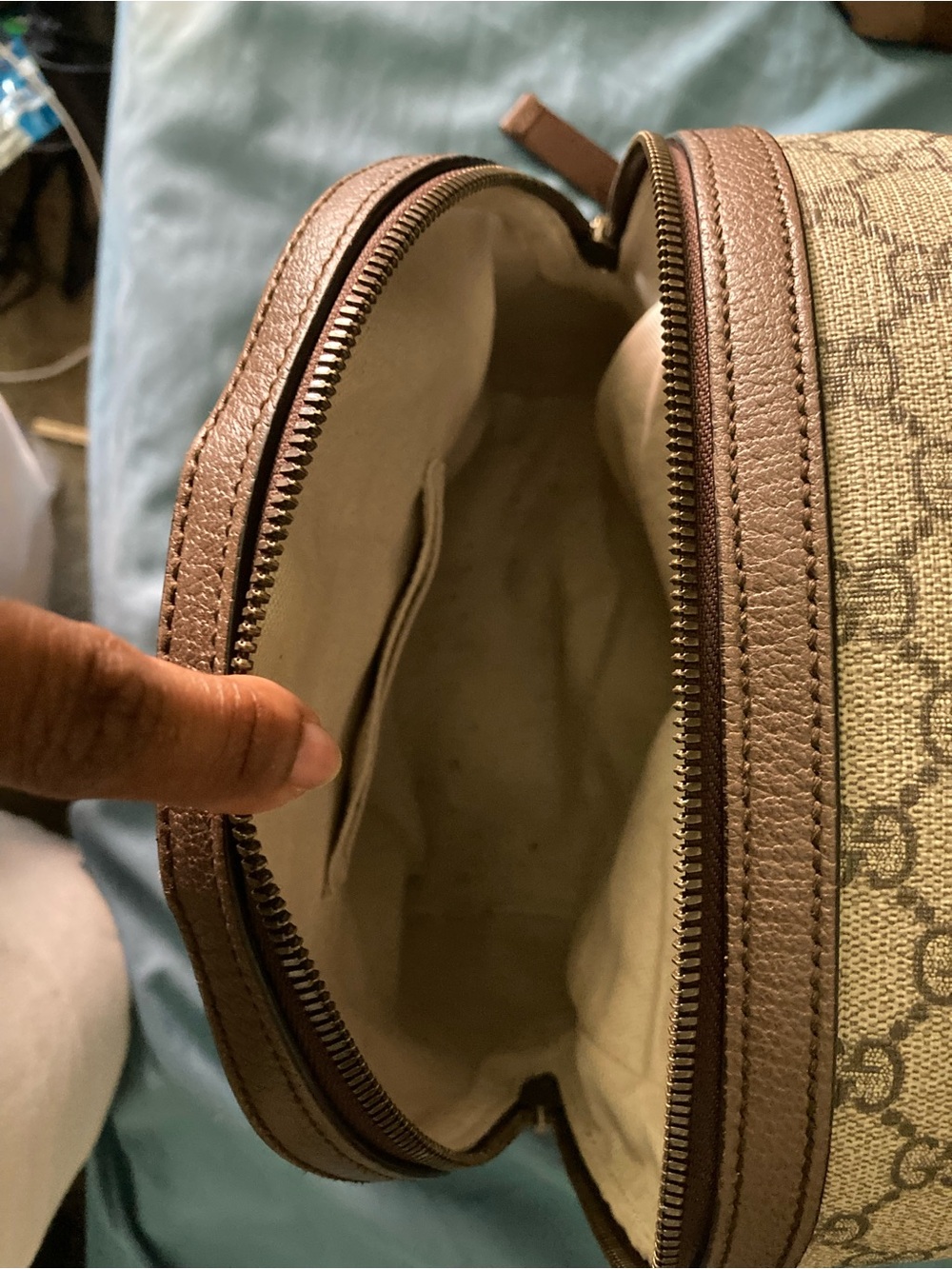Gucci Beige/Brown GG Canvas Backpack with Green-Red Web and Gold Hardware - Picture 4 of 10